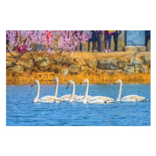 Five White Swans, ，Klassische Puzzle für Erwachsene Teenager Freizeit Spaß Spiel Spielzeug Geeignet，，Lernspielzeug FüR Kinder 52x38Papier von TCzRZ