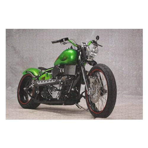 Green Motorcycle，，Klassische Puzzle für Erwachsene Teenager Freizeit Spaß Spiel Spielzeug Geeignet，，Lernspielzeug FüR Kinder 75x50Holz von TCzRZ