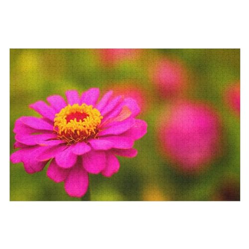 Pink Zinnia Flower Macro Petals, ，Puzzle für Erwachsene und Kinder ab 14 Jahren, 1000 StüCk，，Lernspielzeug FüR Kinder 75x50Holz von TCzRZ