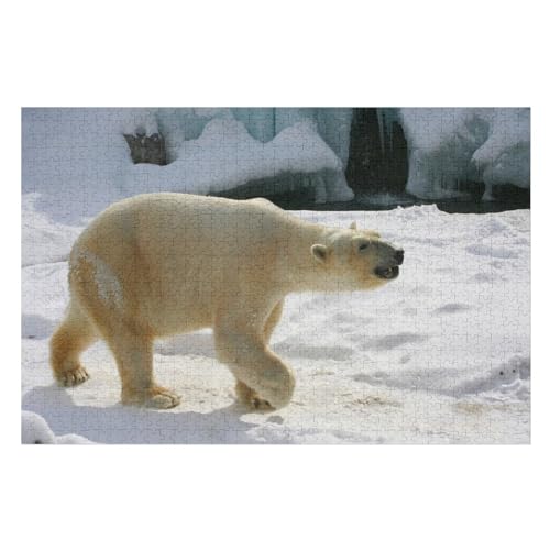 Polar Bear Walking Snow, ，Wohnkultur Geburtstag ，Challenging Games Moderne Lernspiel Stress Relief ，1000 StüCk，，Lernspielzeug FüR Kinder 38x26Papier von TCzRZ