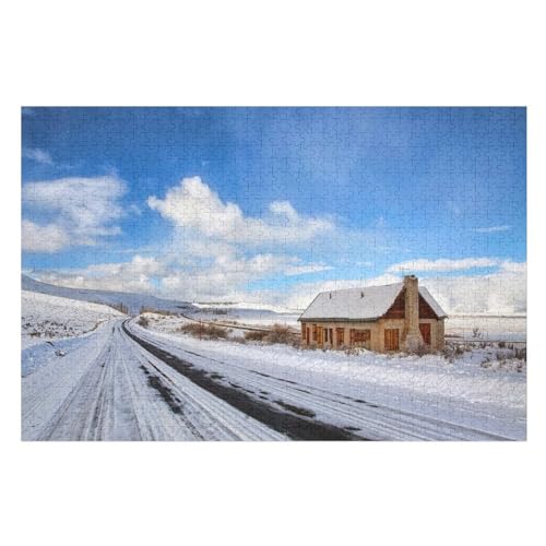 Winter Road House Snow Sky, ，für Familie Freunde Dekorativ，1000 StüCk，，Lernspielzeug FüR Kinder 38x26Papier von TCzRZ
