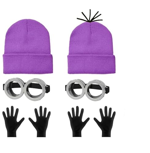TDCQQGQQ 6-teiliges Halloween-Kostüm-Zubehör für Erwachsene, Brille/Beanie/Handschuhe, Halloween-Cosplay-Party-Set, Violett, Unisize TDCQQGQQ 6-teiliges Halloween-Kostüm-Zubehör für Erwachsene, Brille/Beanie/Handschuhe, Halloween-Cosplay-Party-Set, Violett, Unisize von TDCQQGQQ