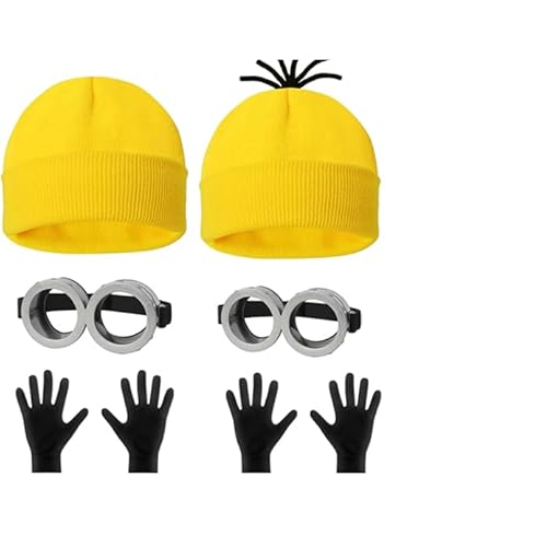 TDCQQGQQ Halloween-Kostüm-Zubehör für Erwachsene, Brille/Beanie/Handschuhe, Halloween-Cosplay-Party-Set, 6 Stück, gelb, Einheitsgröße TDCQQGQQ Halloween-Kostüm-Zubehör für Erwachsene, Brille/Beanie/Handschuhe, Halloween-Cosplay-Party-Set, 6 Stück, gelb, Einheitsgröße von TDCQQGQQ
