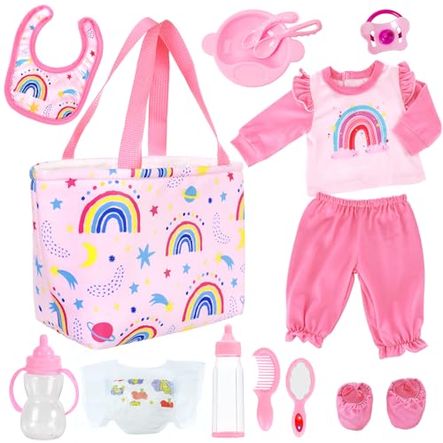 13 Teile Puppenzubehör Puppenkleidung Babypuppe Fütterung und Pflege Set für 18 Zoll und 43 cm Puppe mit Windel Flaschen Puppenkleider Puppenwickeltasche Puppen Zubehör 13 Teile Puppenzubehör Puppenkleidung Babypuppe Fütterung und Pflege Set für 18 Zoll und 43 cm Puppe mit Windel Flaschen Puppenkleider Puppenwickeltasche Puppen Zubehör von TDDS9