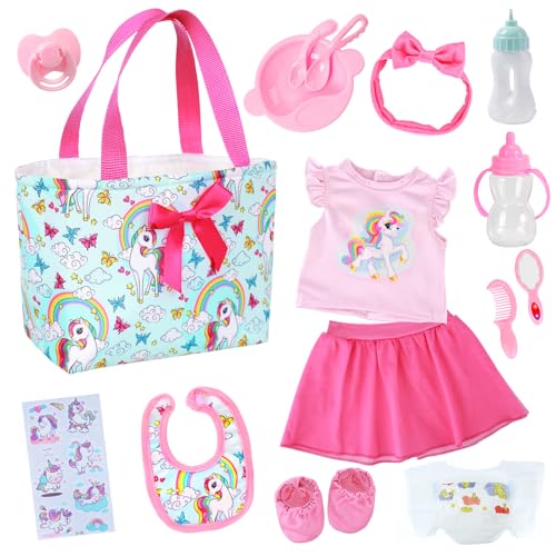 16-18 inch Doll Bag Babypuppe Zubehör Set – 13-teilig mit Puppenwickeltasche Kleid Kamm Spiegel Windel 16-18 inch Doll Bag Babypuppe Zubehör Set – 13-teilig mit Puppenwickeltasche Kleid Kamm Spiegel Windel von TDDS9