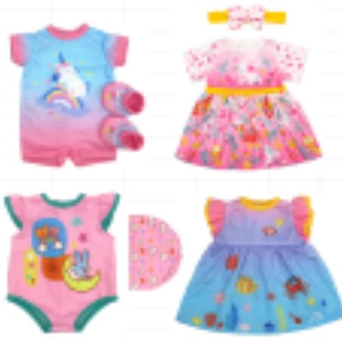7 Stück Puppenkleidung für 13-16 Zoll Baby Puppe Mädchen Puppe, blau und rosa 7 Stück Puppenkleidung für 13-16 Zoll Baby Puppe Mädchen Puppe, blau und rosa von TDDS9