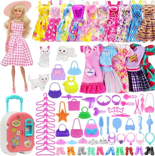 83 Teile Puppenkleidung Puppenzubehör Kleiderschrank für 11,5 Zoll Puppe Dress Up Set mit Koffer, Kleider, Schuhe, Taschen, Halsketten, Kleiderbügel, Spielzeug Haustier 83 Teile Puppenkleidung Puppenzubehör Kleiderschrank für 11,5 Zoll Puppe Dress Up Set mit Koffer, Kleider, Schuhe, Taschen, Halsketten, Kleiderbügel, Spielzeug Haustier von TDDS9