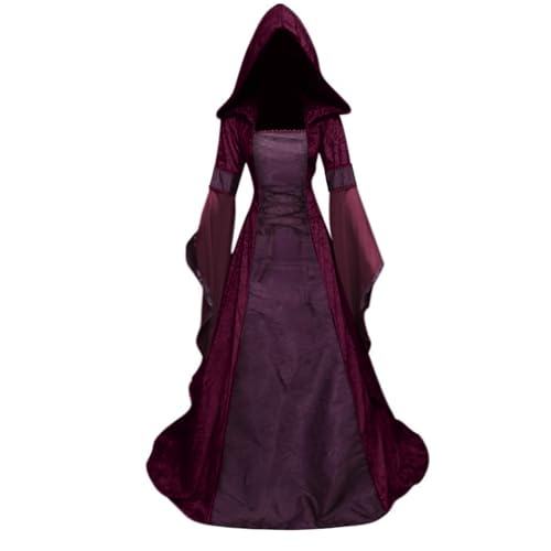 TDEOK Gothic Kleid Mit Kapuze, Mittelalter Kleidung Damen Große Größen Schnürkleid Vintage Cosplay Halloween Kostüm Renaissance Party Festlich Cosplay Dress Langarm Retro Partykleid Maxi Kleider TDEOK Gothic Kleid Mit Kapuze, Mittelalter Kleidung Damen Große Größen Schnürkleid Vintage Cosplay Halloween Kostüm Renaissance Party Festlich Cosplay Dress Langarm Retro Partykleid Maxi Kleider von TDEOK