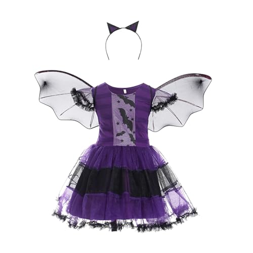TDEOK Kleinkind Baby Mädchen Halloween Party Kostüm Cosplay Kleid + Haarband Outfits Turnanzug Mit Mädchen (A, 4-5 Years) von TDEOK