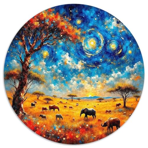Afrikanisches GraslandPuzzle 1000 Teile Für Erwachsene Rund KunstKreative Herausfordernde Familiendekorationen1000pcs (67.5x67.5cm) von TDSNKAVHB