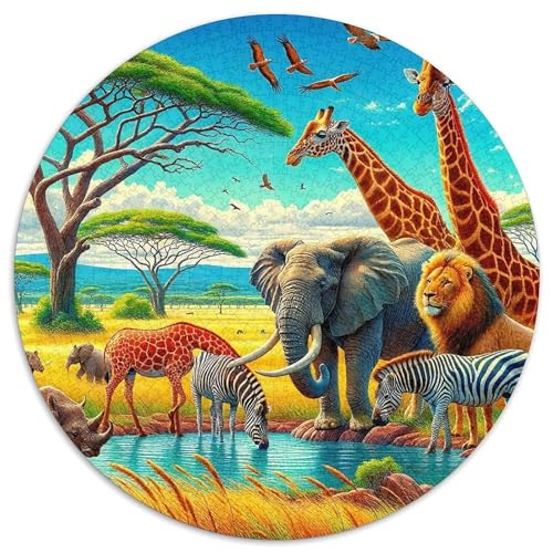 Afrikanisches GraslandPuzzle 1000 Teile Für Erwachsene Und Kinder Rund Tier GatheringsKreatives Herausforderungspuzzle-Spielzeug1000pcs (67.5x67.5cm) von TDSNKAVHB