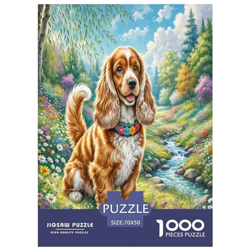 Amerikanischer Cocker Spaniel Puzzle 1000-teilige Schwer Puzzle Spielzeug Lernspiel Impossible Herausforderung Spielzeug Für Erwachsene Und Kinder in Bewährter 70x50cm/1000pcs von TDSNKAVHB