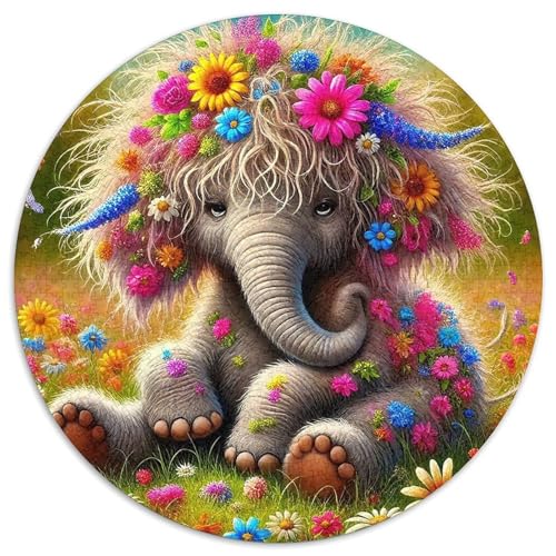 Baby ElefantPuzzle 1000 Teile Für Erwachsene Rund niedlichKreatives Herausforderndes Spielzeug-Geschenk1000pcs (67.5x67.5cm) von TDSNKAVHB