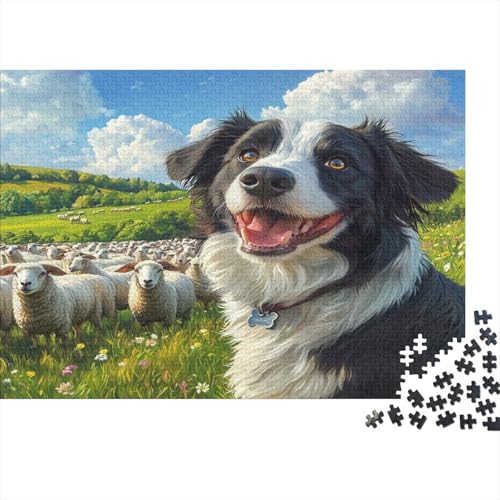 Border Collie Puzzle 1000 Teile,Puzzle Für Erwachsene, Impossible Puzzle,Puzzle Farbenfrohes Legespiel,Geschicklichkeitsspiel Für Die Ganze Familie Puzzel 1000pcs (75x50cm) von TDSNKAVHB