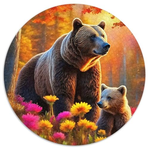 Braun BärPuzzle 1000 Teile Für Erwachsene Und Kinder Rund SonnenuntergangKreatives Herausforderungspuzzle-Spielzeug1000pcs (67.5x67.5cm) von TDSNKAVHB
