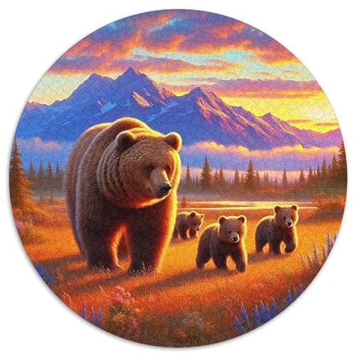 Braun BärPuzzles 1000 Teile Für Erwachsene Und Kinder Rund SonnenuntergangKreative Herausforderungs-Familiendekorationen1000pcs (67.5x67.5cm) von TDSNKAVHB