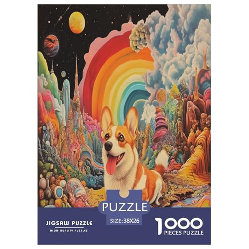 Corgi Puzzle 1000-teilige Schwer Puzzle Spielzeug Lernspiel Impossible Herausforderung Spielzeug Für Erwachsene Und Kinder in Bewährter 38x26cm/1000pcs von TDSNKAVHB