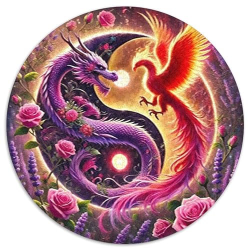 Das Tai ChiPuzzle 1000 Teile Für Erwachsene Und Kinder Rund Drachen and PhoenixKreative Herausforderungs-Familiendekorationen1000pcs (67.5x67.5cm) von TDSNKAVHB