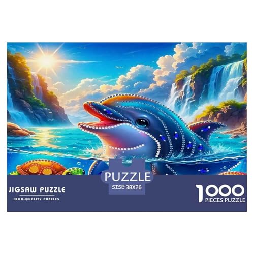 Delphin1000-teilige Puzzles Für Erwachsene Und Kinder Familienspiel niedlichSpaßig Und Herausfordernde Home Decors Tolle Geschenkidee38x26cm/1000pcs von TDSNKAVHB