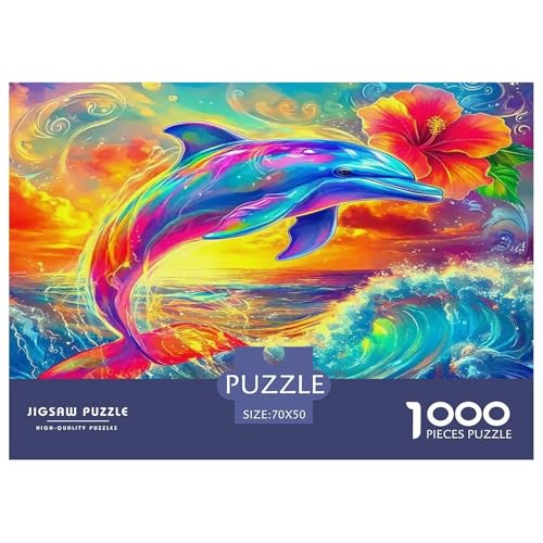 Delphin1000-teiliges Puzzle Für Erwachsene Familienspiel SonnenuntergangSpaßig Und Herausfordernd Für Home Decoration Tolle Geschenkidee70x50cm/1000pcs von TDSNKAVHB