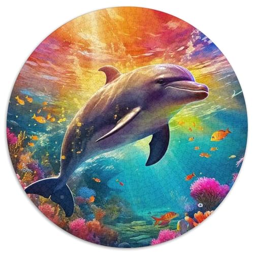DelphinPuzzle 1000 Teil Für Erwachsene Rund SonnenuntergangKreative Herausforderungs-Familiendekorationen1000pcs (67.5x67.5cm) von TDSNKAVHB