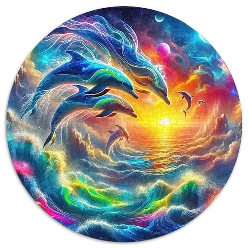 DelphinPuzzle 1000 Teile Für Erwachsene Rund SonnenuntergangKreatives Herausforderndes Spielzeug-Geschenk1000pcs (67.5x67.5cm) von TDSNKAVHB