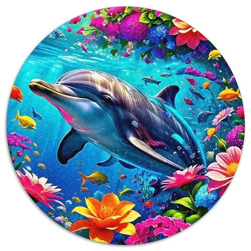 DelphinPuzzle 1000 Teile Für Erwachsene Und Kinder Rund Kreatives Herausforderndes Spielzeug-Geschenk1000pcs (67.5x67.5cm) von TDSNKAVHB