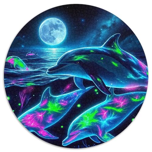 DelphinPuzzles 1000 Teil Für Erwachsene Rund FantasieKreatives Herausforderndes Spielzeug-Geschenk1000pcs (67.5x67.5cm) von TDSNKAVHB