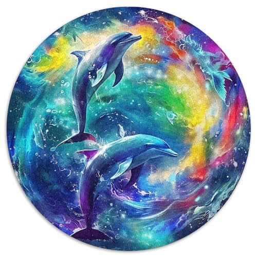 DelphinPuzzles 1000 Teil Für Erwachsene Rund KunstKreatives Herausforderungsspielzeug-Geschenk1000pcs (67.5x67.5cm) von TDSNKAVHB