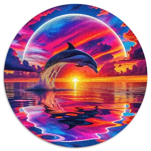 DelphinPuzzles 1000 Teil Für Erwachsene Rund SonnenuntergangKreative Herausforderungs-Familiendekorationen1000pcs (67.5x67.5cm) von TDSNKAVHB