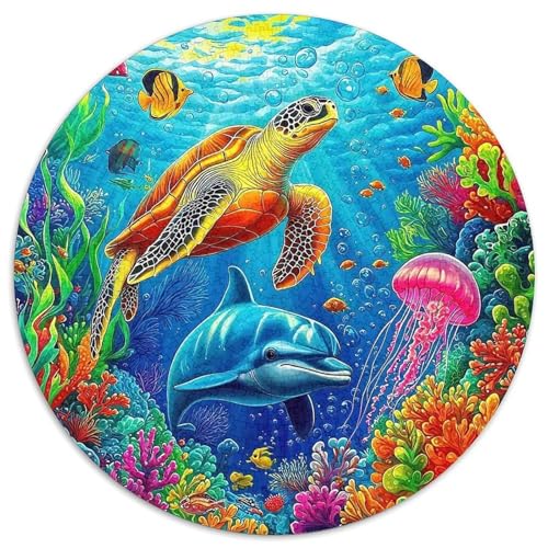 DelphinPuzzles 1000 Teile Für Erwachsene Und Kinder Rund UnterwasserKreatives Herausforderndes Spielzeug-Geschenk1000pcs (67.5x67.5cm) von TDSNKAVHB