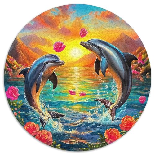 DelphinPuzzles 1000 Teile Für Erwachsene Und Kinder Rund romantischKreatives Herausforderndes Spielzeug-Geschenk1000pcs (67.5x67.5cm) von TDSNKAVHB