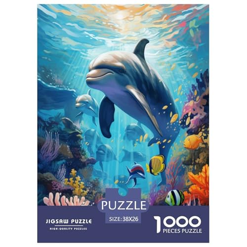 Delphins Puzzles 1000 Teile Schwer Puzzle Spielzeug Lernspiel Impossible Herausforderung Spielzeug Für Erwachsene Und Kinder Ab 14 Jahren 38x26cm/1000pcs von TDSNKAVHB