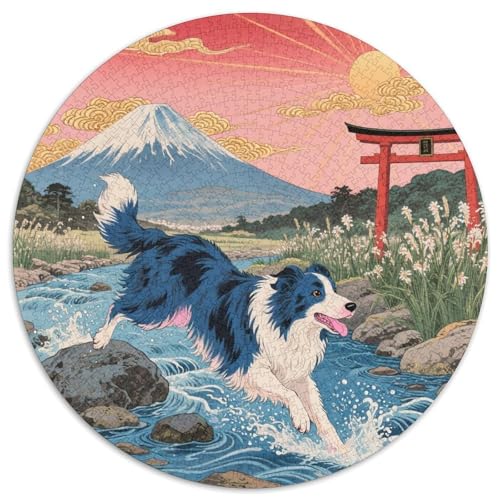 Der Border CollieJigsaw Puzzles 1000 Piece for Adults Round Haustier HundCreative Challenging Toys Gift1000pcs (67.5x67.5cm) von TDSNKAVHB