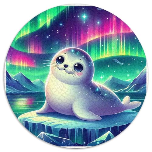 DichtungPuzzles 1000 Teile Für Erwachsene Und Kinder Rund AuroraKreative Herausforderungs-Familiendekorationen1000pcs (67.5x67.5cm) von TDSNKAVHB