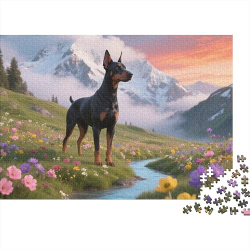 Doberman Pinscher Puzzle-Spiel 1000 Pieces Challenge Spielzeug niedlich Haustier Erwachsene Kinder Educational Gaming Puzzle Game Unique Gift1000pcs (75x50cm) von TDSNKAVHB