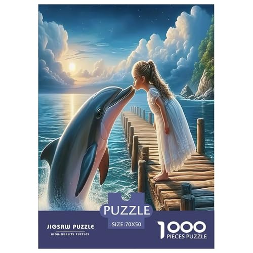 Dolphin Kuss1000-teiliges Puzzle Für Erwachsene Bildungsspiele kleines MädchenHerausfordernd Für Home Decoration Tolle Geschenkidee70x50cm/1000pcs von TDSNKAVHB