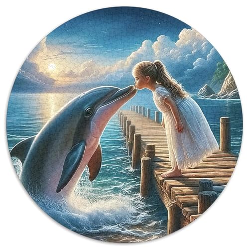 Dolphin KussPuzzles 1000 Teil Für Erwachsene Rund kleines MädchenKreative Herausfordernde Familiendekorationen1000pcs (67.5x67.5cm) von TDSNKAVHB