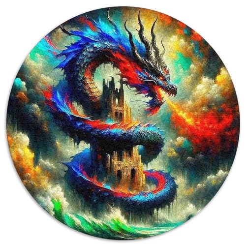 DrachenPuzzle 1000 Teile Für Erwachsene Rund FlammeKreatives Herausforderungspuzzle-Spielzeug1000pcs (67.5x67.5cm) von TDSNKAVHB