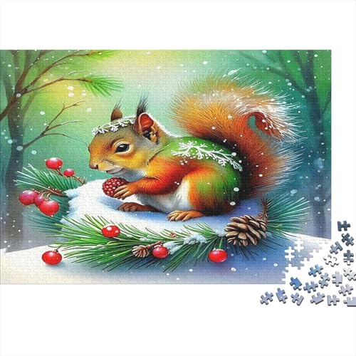 Eichhörnchen1000-teilige Puzzles Für Erwachsene Bildungsspiele SchneeHerausfordernd Für Home Decoration Tolle Geschenkidee70x50cm/1000pcs von TDSNKAVHB