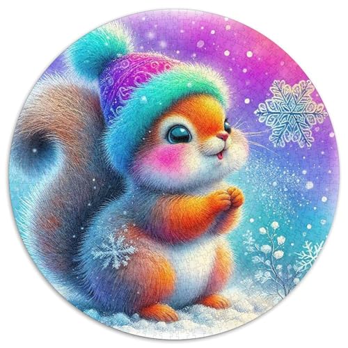 EichhörnchenPuzzle 1000 Teile Für Erwachsene Rund SchneeKreatives Herausforderndes Spielzeug-Geschenk1000pcs (67.5x67.5cm) von TDSNKAVHB