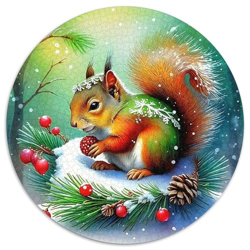 EichhörnchenPuzzles 1000 Teile Für Erwachsene Und Kinder Rund SchneeKreatives Herausforderndes Spielzeug-Geschenk1000pcs (67.5x67.5cm) von TDSNKAVHB