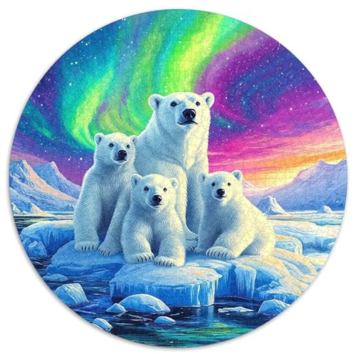 EisbärPuzzles 1000 Teil Für Erwachsene Und Kinder Rund AuroraKreatives Herausforderungsspielzeug-Geschenk1000pcs (67.5x67.5cm) von TDSNKAVHB