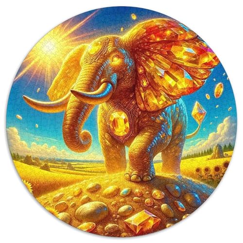 ElefantenPuzzle 1000 Teil Für Erwachsene Rund GoldeneKreatives Herausforderndes Spielzeug-Geschenk1000pcs (67.5x67.5cm) von TDSNKAVHB