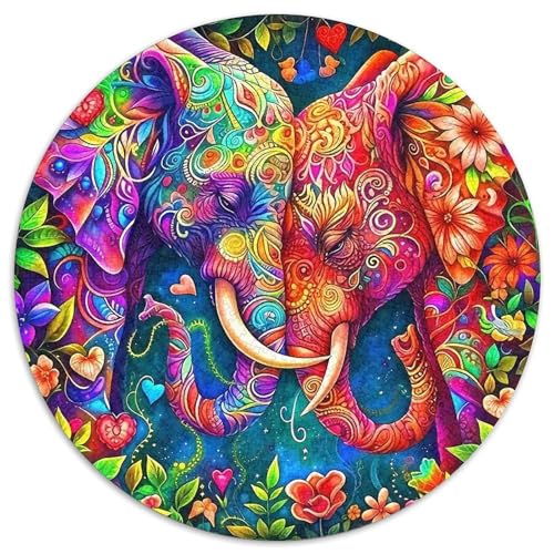 ElefantenPuzzle 1000 Teil Für Erwachsene Rund KunstKreatives Herausforderndes Spielzeug-Geschenk1000pcs (67.5x67.5cm) von TDSNKAVHB