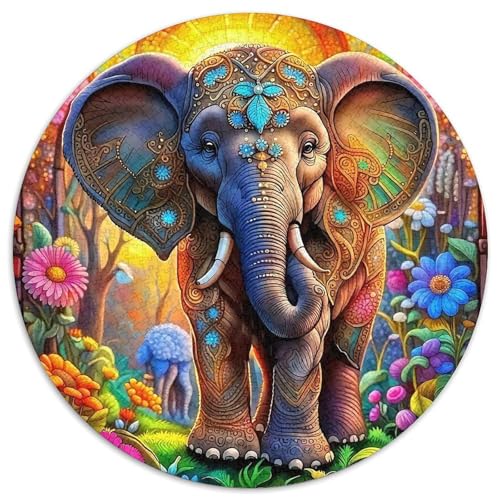 ElefantenPuzzles 1000 Teil Für Erwachsene Rund FantasieKreatives Herausforderndes Spielzeug-Geschenk1000pcs (67.5x67.5cm) von TDSNKAVHB