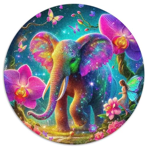 ElefantenPuzzles 1000 Teile Für Erwachsene Rund FantasieKreatives Herausforderndes Spielzeug-Geschenk1000pcs (67.5x67.5cm) von TDSNKAVHB