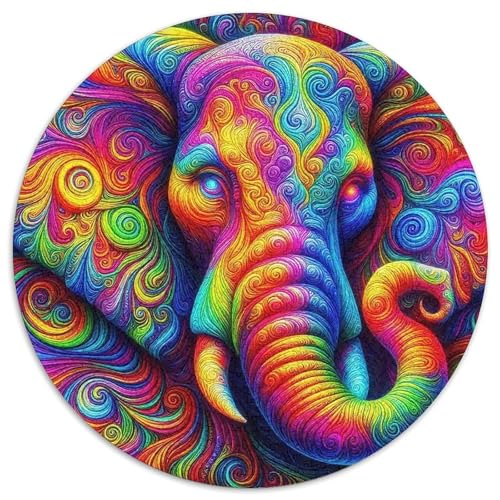 ElefantenPuzzles 1000 Teile Für Erwachsene Und Kinder Rund KunstKreatives Herausforderungsspielzeug-Geschenk1000pcs (67.5x67.5cm) von TDSNKAVHB