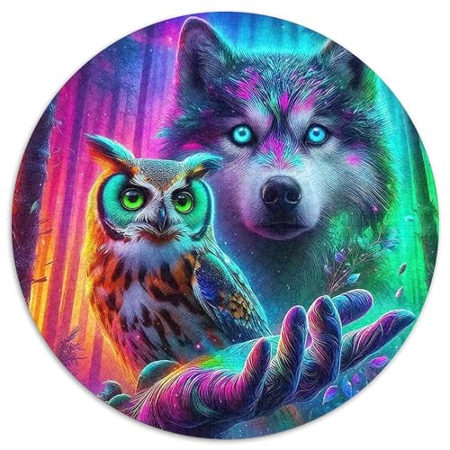 EulePuzzles 1000 Teile Für Erwachsene Rund WolfKreatives Herausforderndes Spielzeug-Geschenk1000pcs (67.5x67.5cm) von TDSNKAVHB