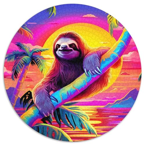 FaulheitJigsaw Puzzles 1000 Piece for Adults Kids Round Neon SonnenuntergangCreative Challenging Puzzle Toy1000pcs (67.5x67.5cm) von TDSNKAVHB
